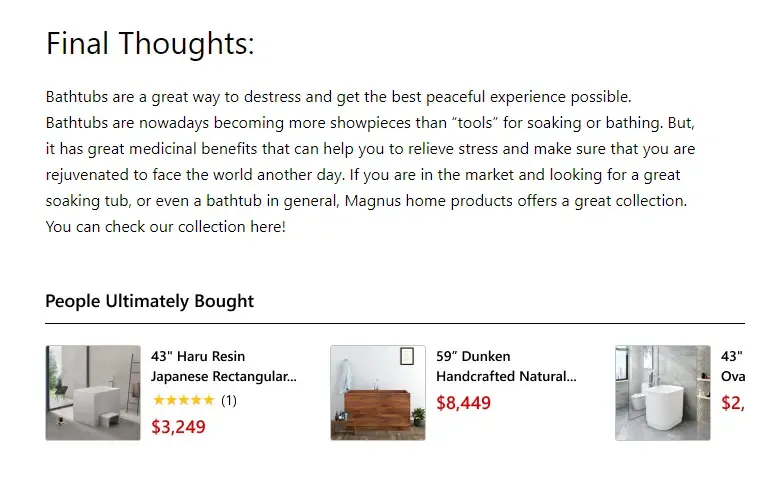 Example of internal linking from a blog post to relevant products or collection pages.