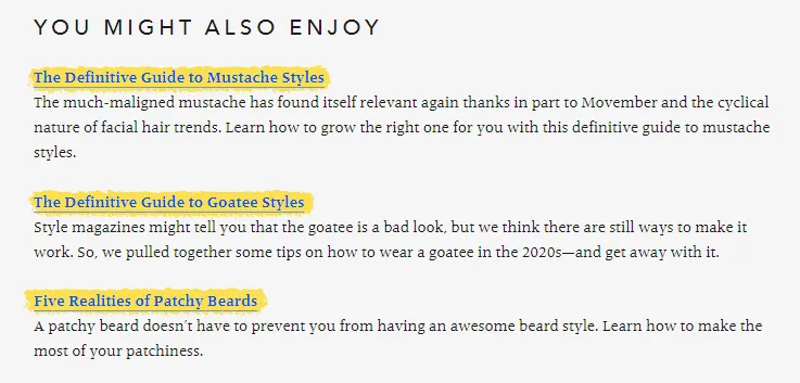 Example of internal linking within a Beardbrand blog post