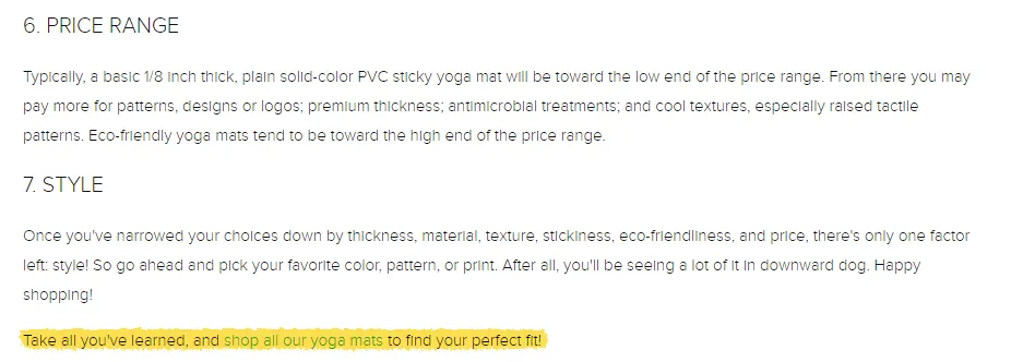 Call to action within a Gaiam blog post