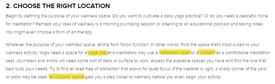 Example of internal linking within a Gaiam blog post