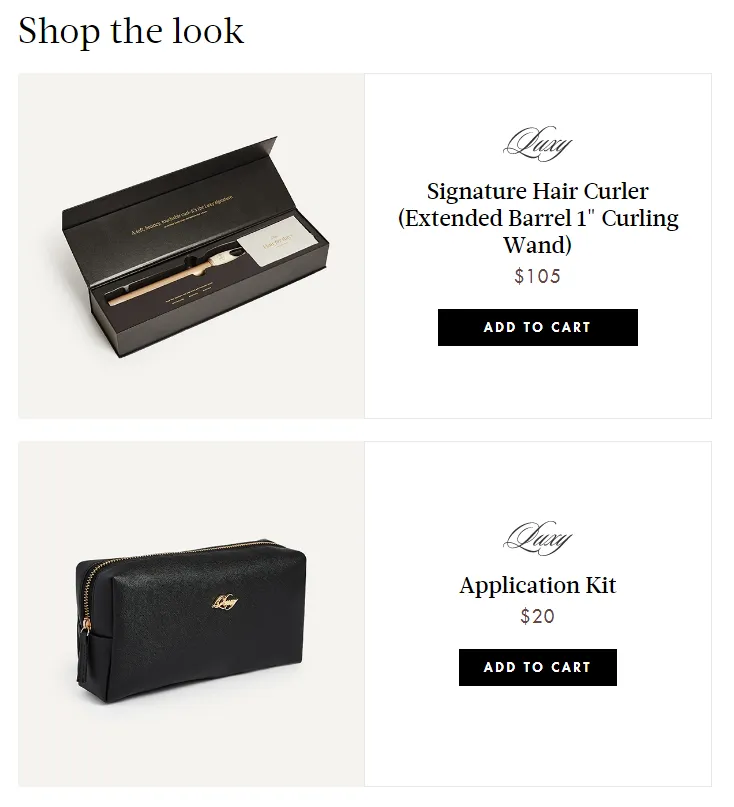Featured products section at the bottom of a Luxy Hair blog post