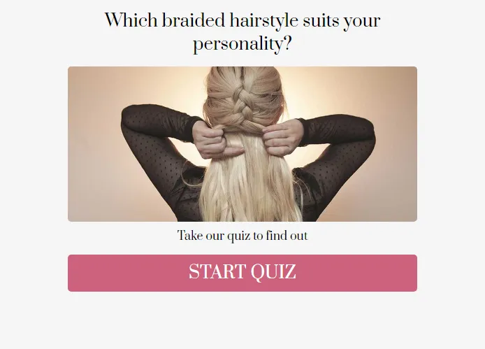 Screenshot of an interactive quiz within a Luxy Hair blog post