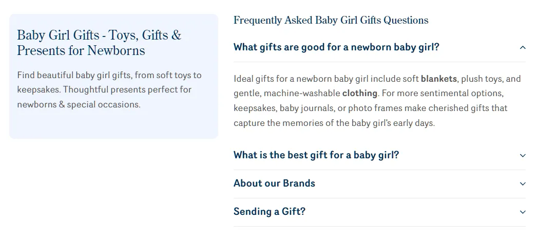 FAQ accordions implementation on Bumbles & Boo