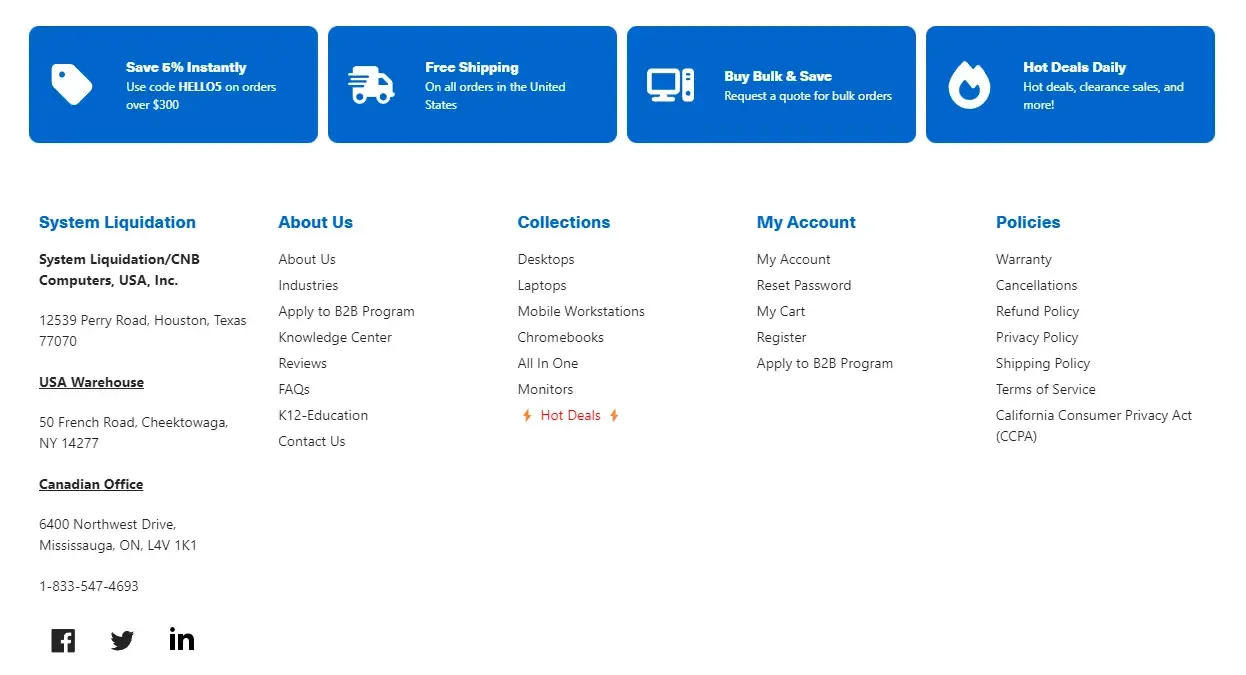 Example of a classic, well-structured footer layout