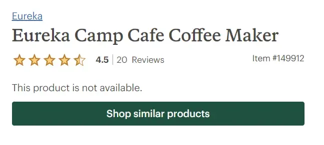 Example of a discontinued product page with links to alternatives.