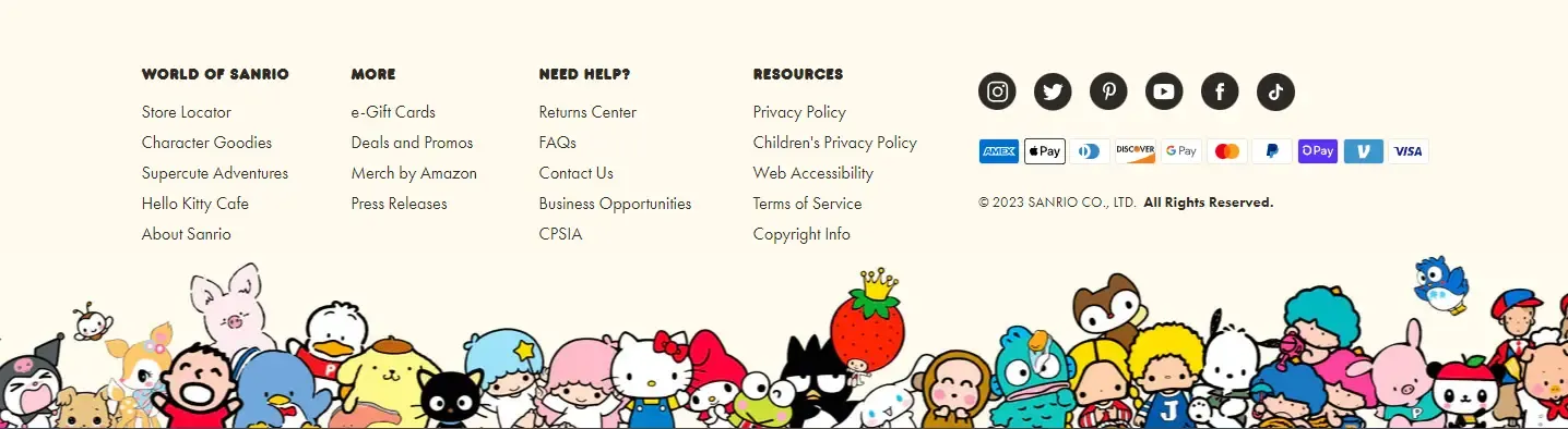 Example footer using custom character artwork