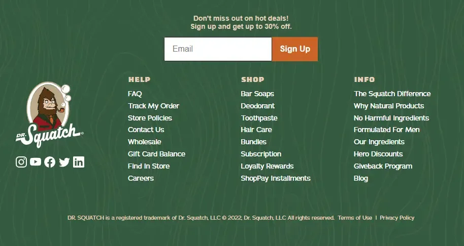 Example footer using a textured background