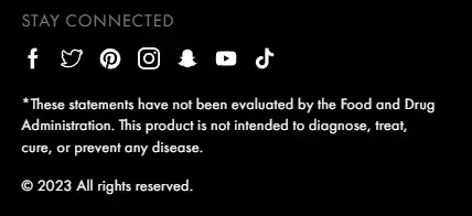 Example footer including legal disclaimers
