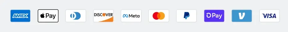 Example footer showing accepted payment methods
