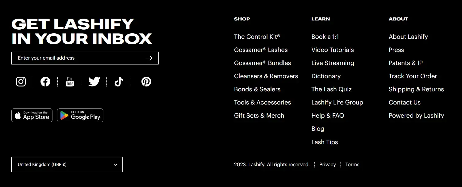 Example footer with good hierarchy and spacing
