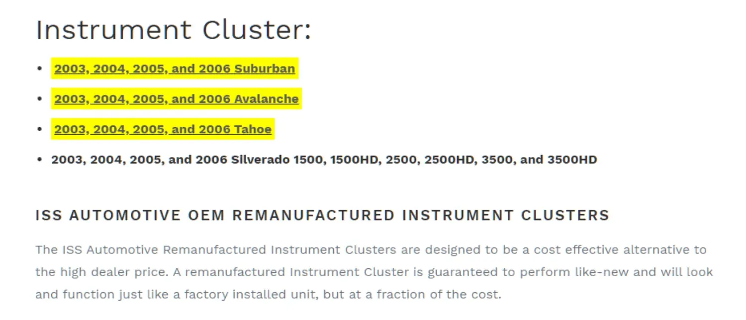 ISS Automotive collection links example