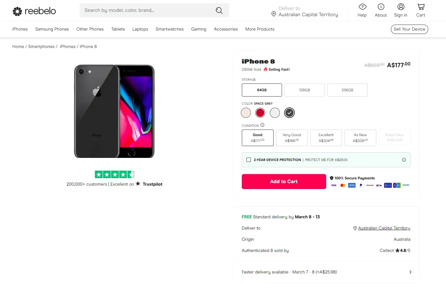 Reebelo product page example