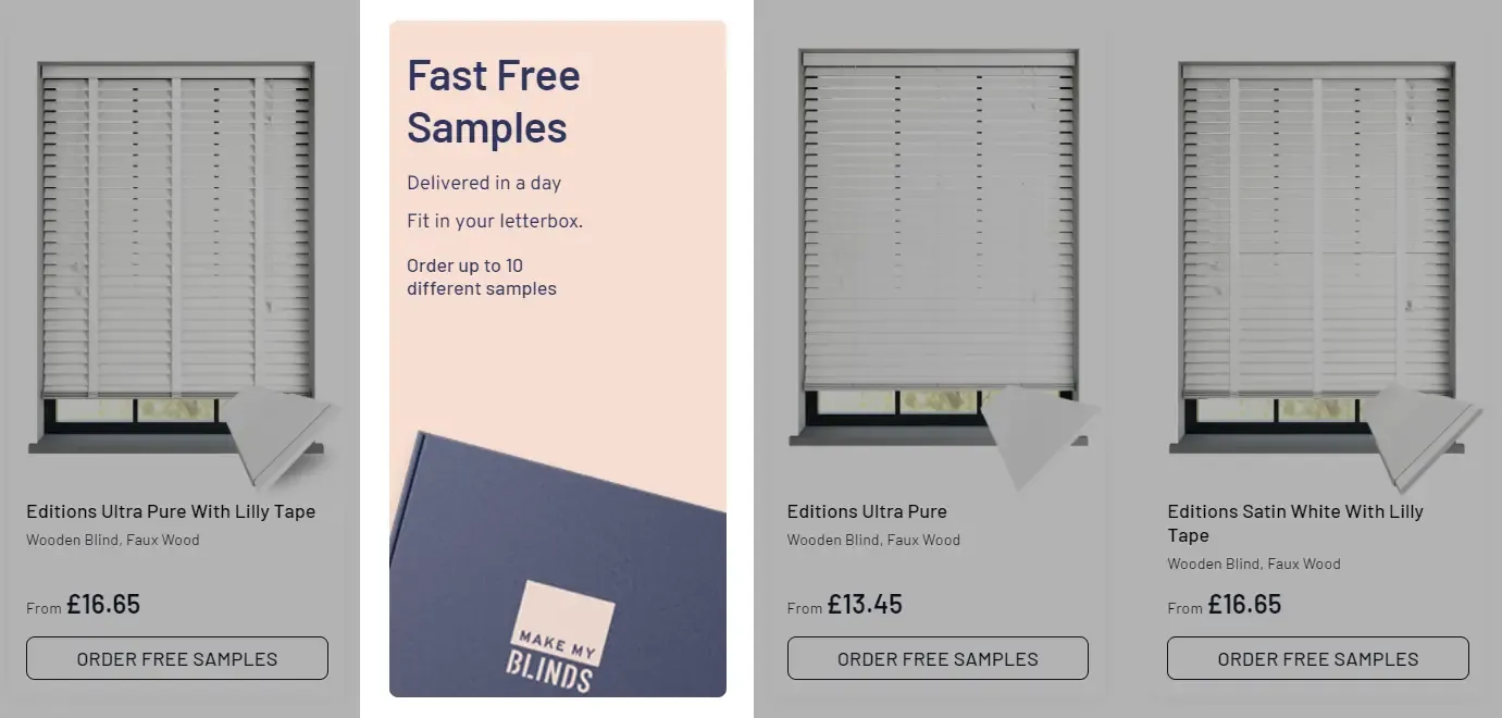 Screenshot of a product grid where one item is replaced by a promotional box.