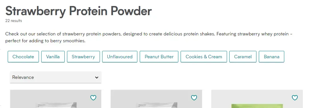 Screenshot showing simple text links to relevant categories, styled like tags or buttons.