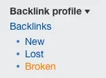Screenshot of the navigation path in Ahrefs Site Explorer to find broken backlinks.