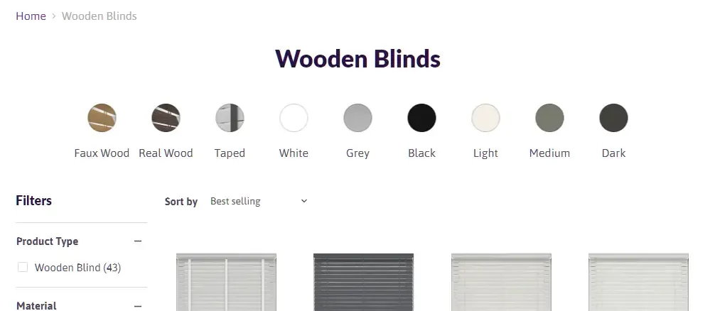 Screenshot showing metafields used for navigation links with product swatches on a collection page