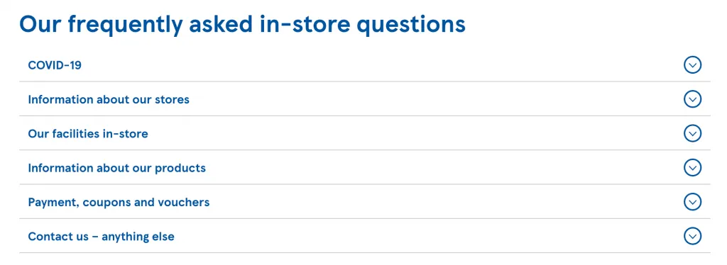 Screenshot of an FAQ accordion section.