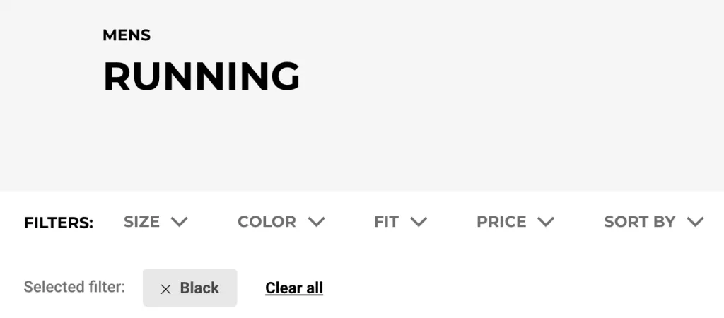 Screenshot of a product filter page on Shopify Plus.
