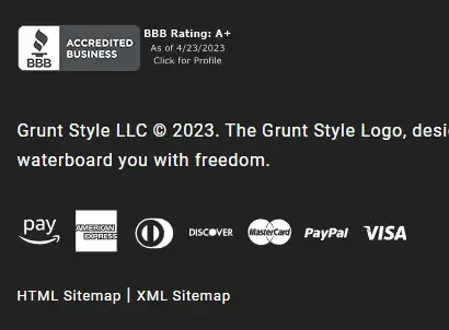 Example footer including an HTML sitemap link