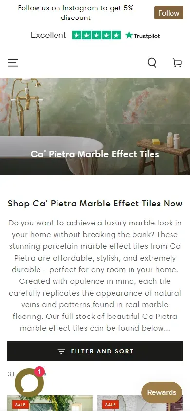 Example of spammy content placed above the fold on a website