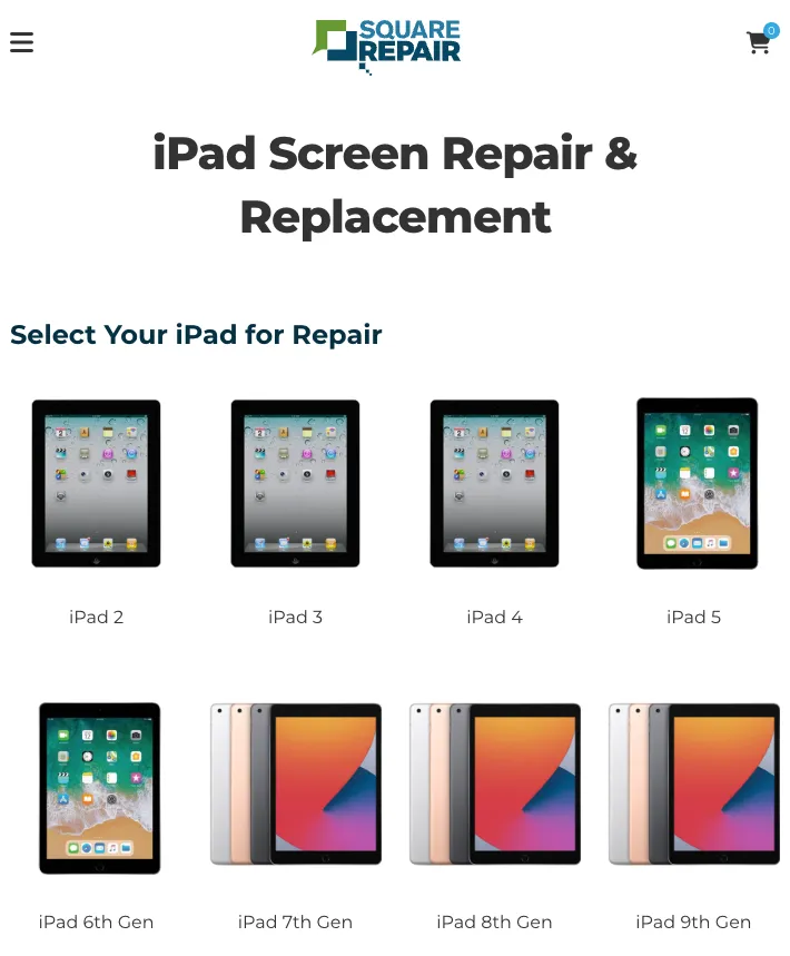 Square Repair brand landing page strategy diagram