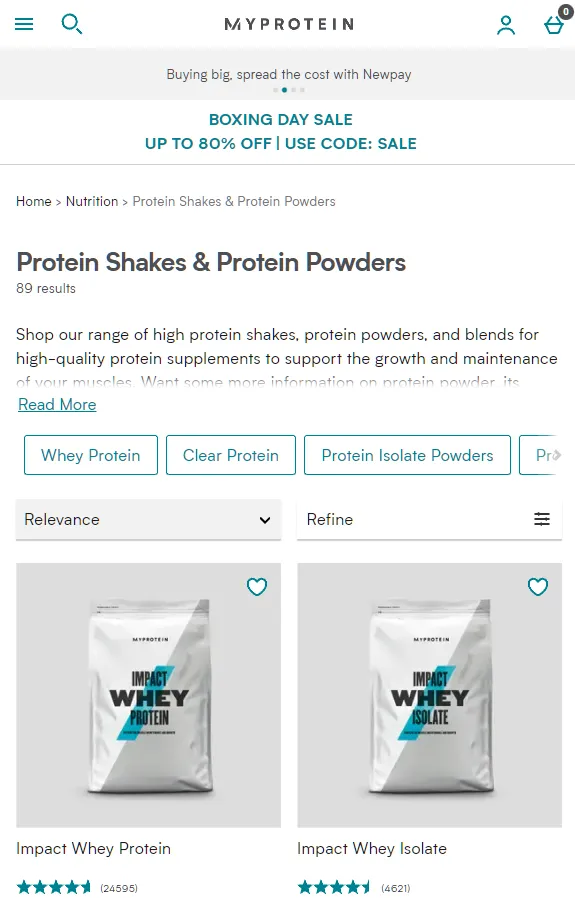Screenshot showing a more simple sub-collection filtering example