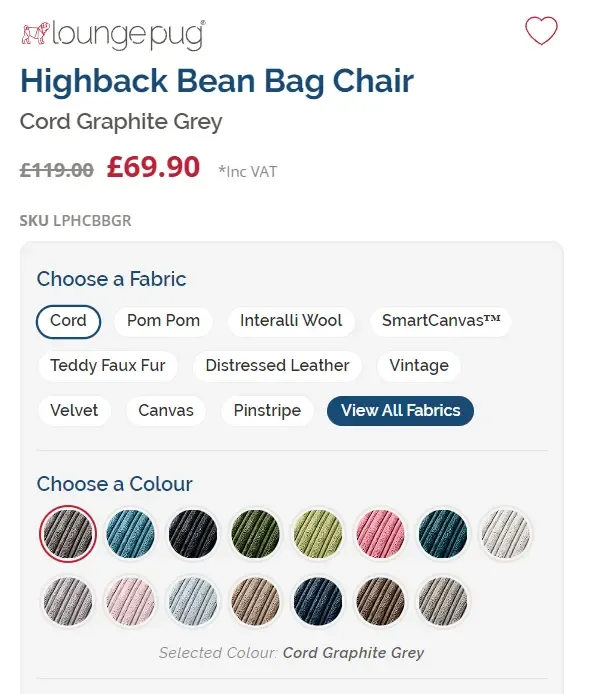 Example of swatch-style linking for product variants.