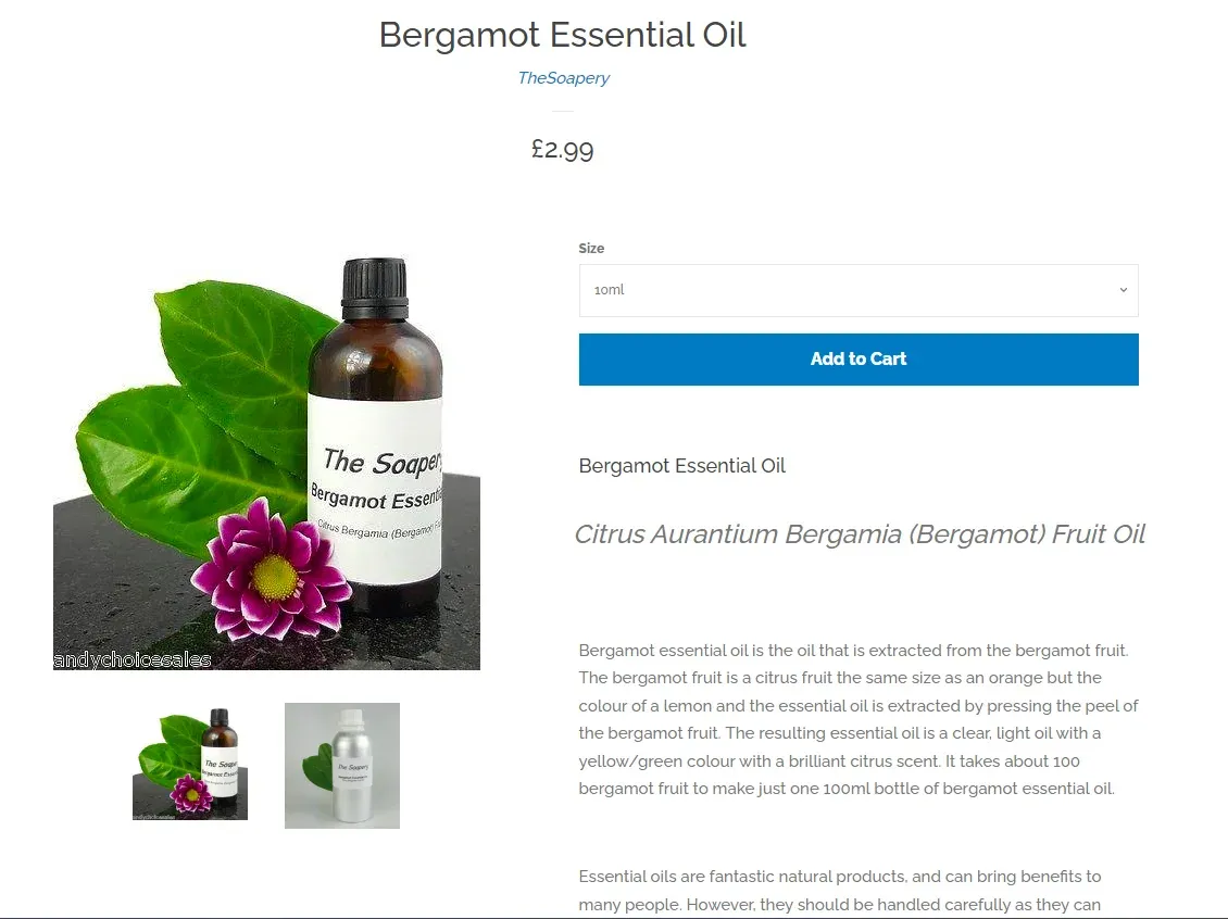 TheSoapery product page layout before changes