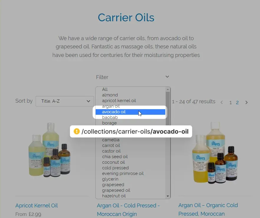 TheSoapery tag pages example