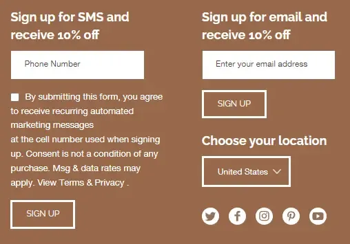 Example footer with too many CTAs