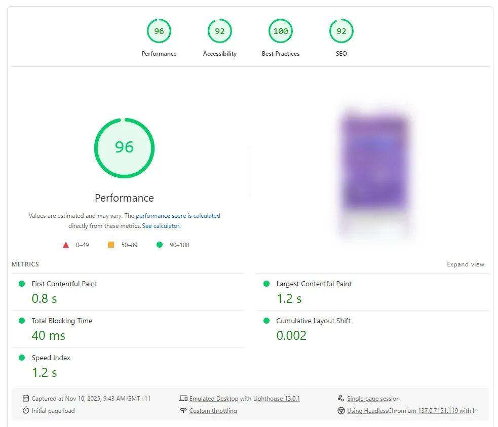 PageSpeed Insights score comparison showing high and low performance.